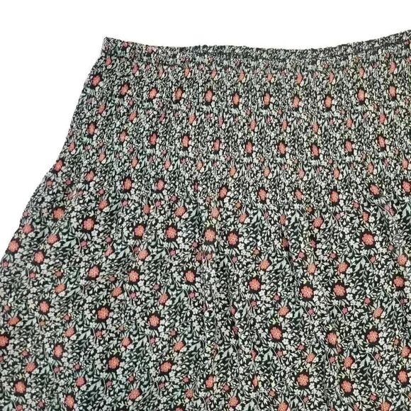 Max Studio Women's Black Floral Poly Chiffon Lined Gathered Waist Skirt NEW - Picture 3 of 10